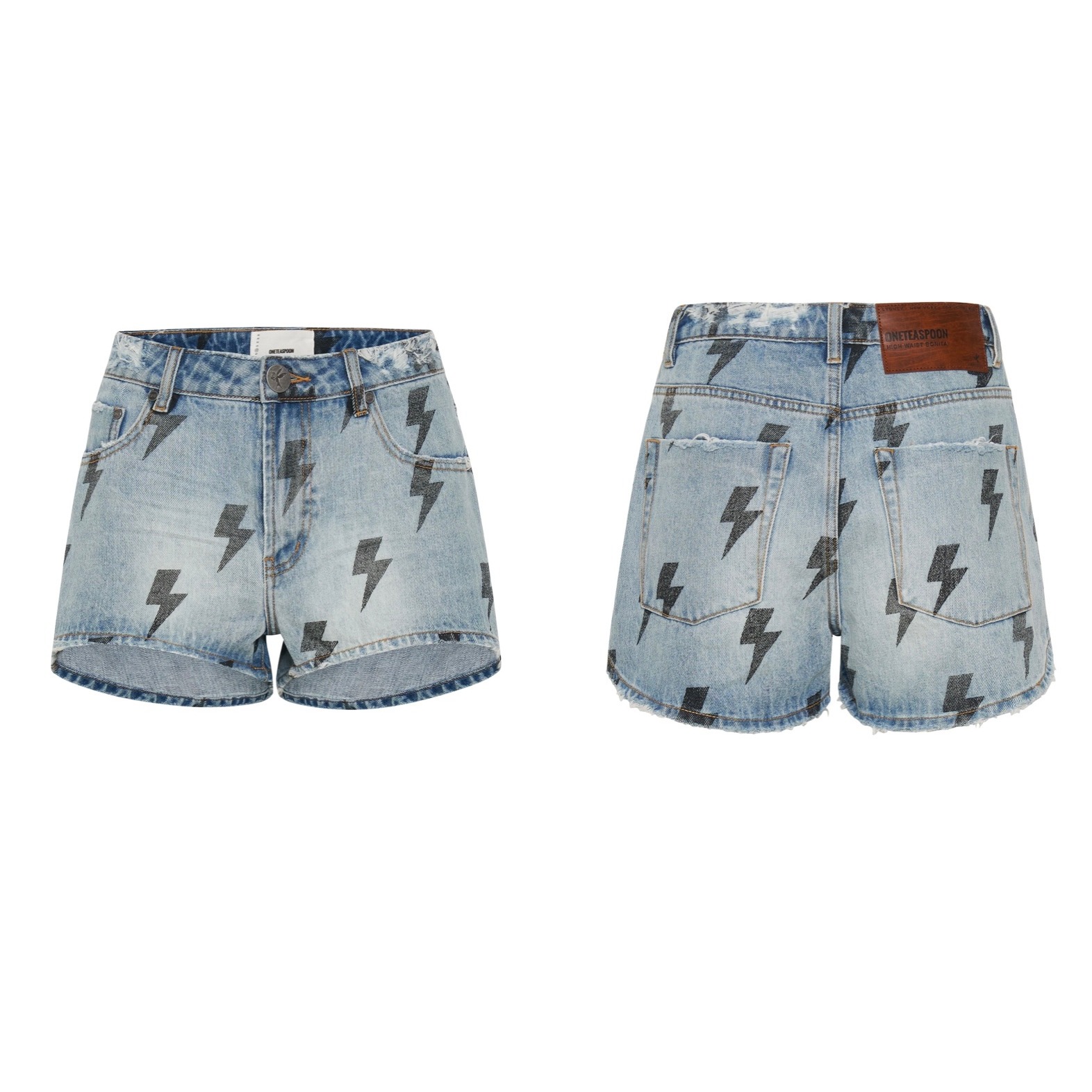 One Teaspoon Nwt Bonitas High Waist Denim Shorts Blue Lightning Size 25 Msrp$130